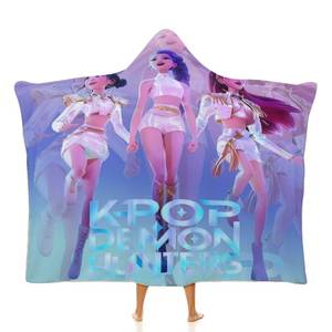 Vente en gros de couvertures à capuche personnalisées K Pop Kpop Demon Hunters, couvertures douces et chaudes en polaire et en flanelle avec capuche - Product Image 3