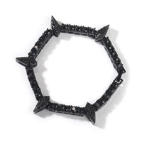 Collier Chaîne Cubaine Miami en Alliage Plaqué Or avec Zircon, Strass Géométriques 14mm, Panthère en Cristal Glacé, Style Hip-Hop Rapper
