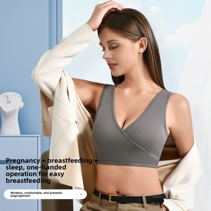 <span class=keywords><strong>Sujetador</strong></span> de <span class=keywords><strong>lactancia</strong></span> de algodón puro sin aros con diseño <span class=keywords><strong>cruzado</strong></span>, estilo chaleco, a prueba de fugas, fino, para maternidad y posparto 2727 - Product Image 2
