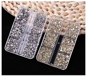 Accesorios para Uñas AB, Diamantes Plateados de Fondo Plano, Caja de 6 Compartimentos, Cristales de Colores, Pedrería Brillante, Joyería para Uñas - Product Image 6