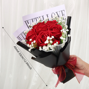 Rose artificiali in seta con carta da <span class=keywords><strong>regalo</strong></span> per <span class=keywords><strong>fidanzata</strong></span>, mamma, moglie, compleanno, <span class=keywords><strong>anniversario</strong></span>, San Valentino - Product Image 2