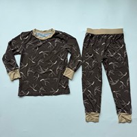 Ensemble de pyjamas de Noël personnalisés pour enfants, en fibre de bambou douce, avec boutons, vêtements de nuit OEM/ODM pour garçons et filles