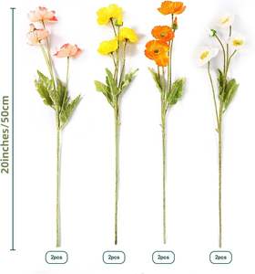 Nouvel Arrivage Promotionnel : Fleur Artificielle de Renoncule Européenne à 6 Têtes, Tige Flocquée, Rose Clair, pour Noël et le Nouvel An Chinois - Product Image 2