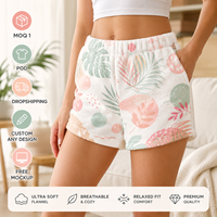 Shorts de pyjama en flanelle douce à imprimé graphique, bas de pyjama en polaire, vêtements de détente, vêtements de nuit, taille élastique, été, écoresponsable