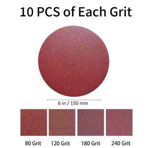 ชุดผสมแผ่นขัดขนาดกลาง 40 ชิ้น ขนาด 6 นิ้ว 150 มม. กระดาษทราย 4 เกรด P80 P120 P180 P240 สำหรับเครื่องขัดแบบวงโคจร OEM ODM - Product Image 2