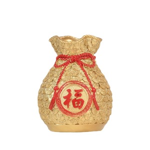 Jarrón de Resina Roja Kch con Símbolo Fu Dorado, Decoración para el Festival de Primavera, Adorno de Estilo Chino - Product Image 5