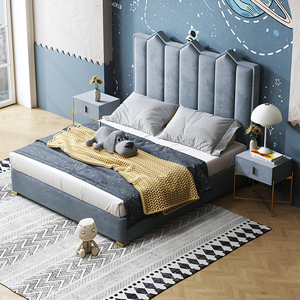 럭셔리 킹 퀸 사이즈 가죽 프린스 침대 스토리지 박스 침대 룸 가구 소년 어린이 어린이 침실 세트 - Product Image 6