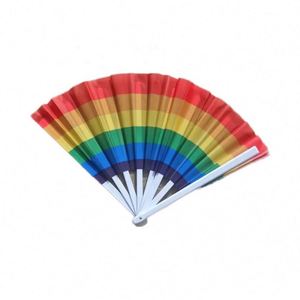 Abanico de Mano de Plástico con Diseño Arcoíris de 33 cm, Estilo Folclórico, Clásico y Tradicional, para Fiestas de Halloween, Navidad y Eventos Empresariales, Venta al Por Mayor - Product Image 3