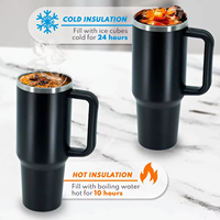 Mug à café et à bière en acier inoxydable à double paroi, personnalisable en couleur et logo, isolé sous vide, 40 oz, avec poignée pour les voyages en voiture