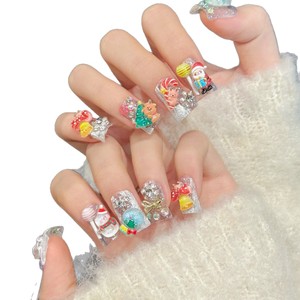 Uñas Postizas Hechas a Mano de Lujo con Diseño Navideño en 3D, Bonitas y Lindas - Product Image 5