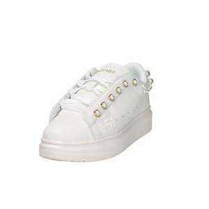 Sneakers Donna SASS250202 Bianco Oro con Decorazioni in Perle, Scarpe di Tela alla Moda - Product Image 2