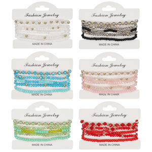 Fashion Beaded <b>Bracelets</b> <b>Crystal</b> Rhinestone Multi Layer Elastic Unisex Jewelry Made In China - Product Image 1