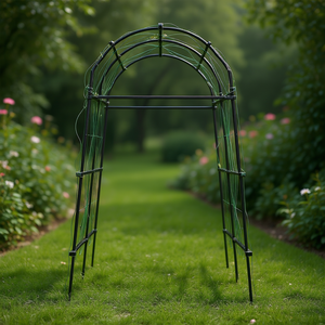 Arche de jardin en métal noir thermolaqué de 7,5 pieds, élégante, pour clôture extérieure et support de portail - Product Image 2