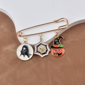 Broche de luxe créative en forme de citrouille d'Halloween, fantôme et chapeau de sorcier, épingle de sûreté pour vêtements de mode féminins, vente en gros - Product Image 3
