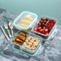 Boîte à lunch en verre cloisonnée, adaptée pour apporter de la nourriture au travail comme récipient de conservation, peut être chauffée