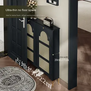 Siêu Mỏng Hiện Đại <span class=keywords><strong>2025</strong></span> Phát Hành Lật Tủ Giày Pháp Retro Mây Bằng Gỗ Lối Tường Bên Lưu Trữ Cho Phòng Khách Hot Bán - Product Image 4