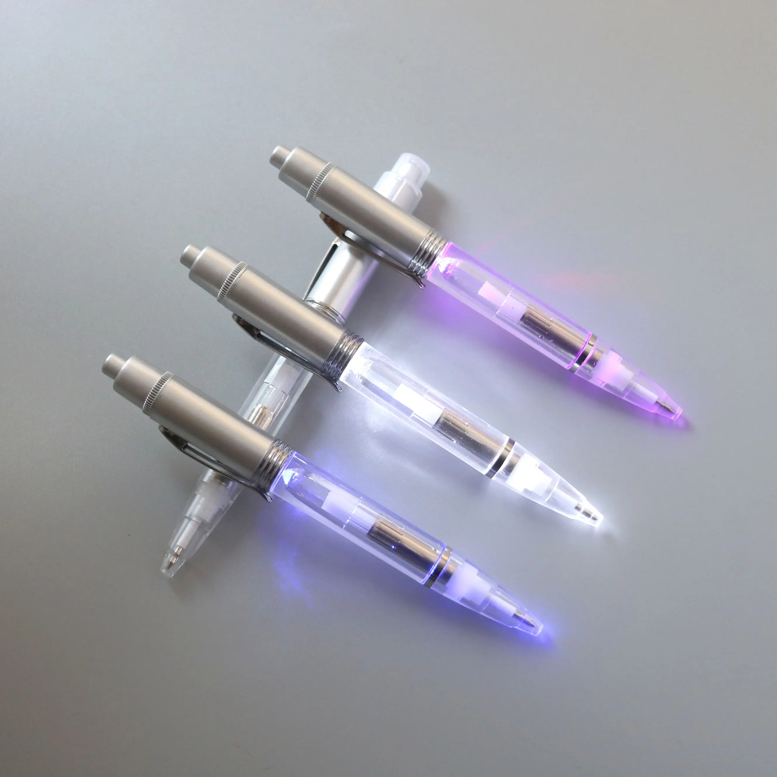 creative magic 7 colorful led light ballpoint pen with custom logo
