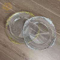 Assiette de Présentation Ronde en Plastique Transparente Dorée pour Mariages, Hôtels et Fêtes