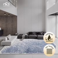 Tapis moderne bleu grand format imperméable et résistant aux taches Dsermer pour tapis central, tapis de sol, tapis de salon, tapis lavable
