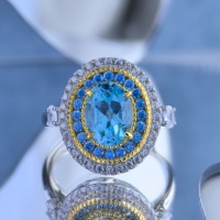 Bague en argent sterling 925 plaqué rhodium et or, sertie d'un topaze bleu suisse naturel taille ovale, pour femme, idéale pour le quotidien, vente en gros usine