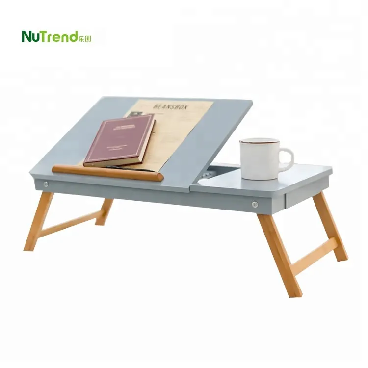 Adjustable Height Wooden Folding Small Modern Serving Snack Tray Mini Laptop Bed Desk Table