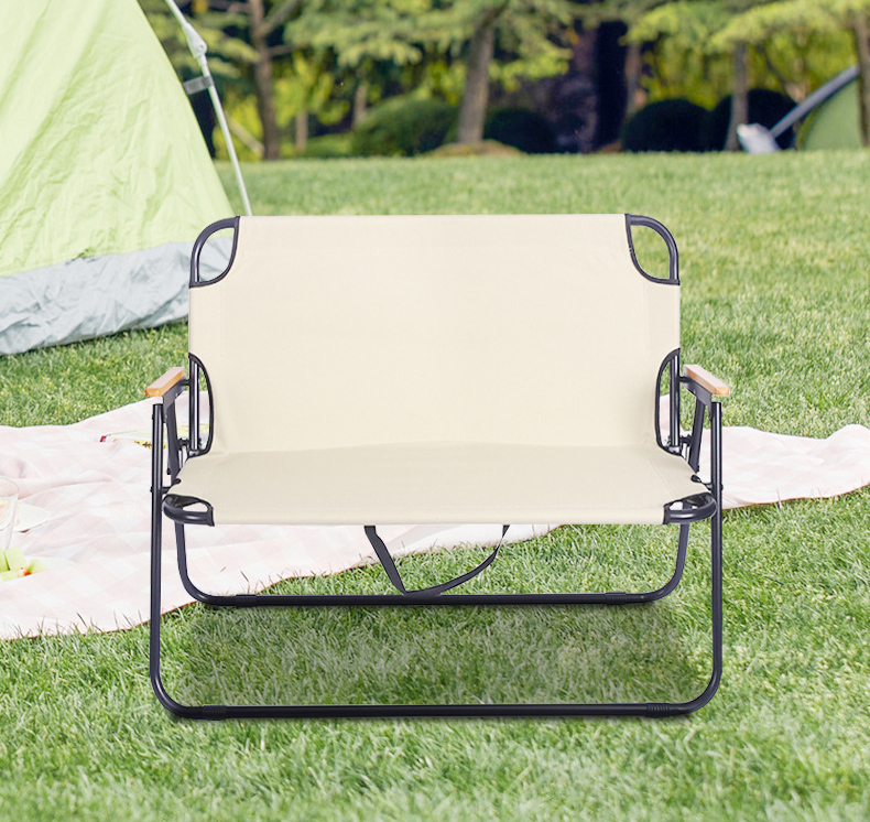 109CM Two Persons Heavy Duty Camping Chairs Garden Aluminium Folding Chairs Outdoor