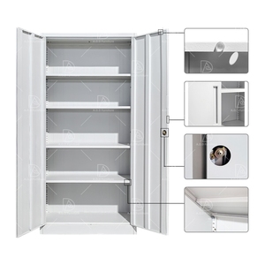 Armoire <span class=keywords><strong>de</strong></span> bureau en acier avec 2 portes battantes, armoire <span class=keywords><strong>de</strong></span> <span class=keywords><strong>rangement</strong></span> en métal verrouillable, cuisine, extérieur, maison, école, fichier, <span class=keywords><strong>garage</strong></span>, classeur - Product Image 5