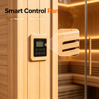 Cabine de sauna extérieure en bois avec banc et poêle infrarouge pour jardin