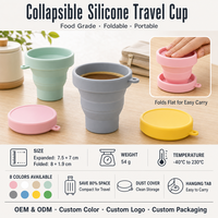 Gobelet pliable en silicone de qualité alimentaire, portable, résistant aux chutes, avec couvercle, pour eau, café, bain de bouche, voyage