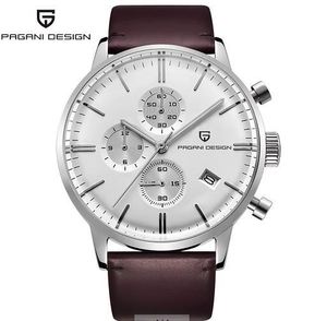 Montre Pagani Design 2720 World Brown Man Quartz, bracelet en cuir véritable authentique, <span class=keywords><strong>chronomètre</strong></span> étanche, calendrier, montre de business - Product Image 3