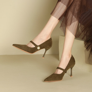 Escarpins en daim confortables et légers à talon moyen de 6 cm pour femme, antidérapants, pour fêtes et mariages, printemps, été, automne - Product Image 4