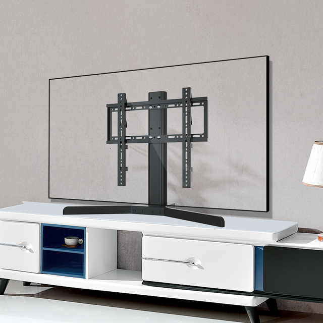 TV Floor Stand for 37-65 Inch TVs, Height Adjustable Floor TV Mount, VESA 100x100-400x400mm, 50kg, Anti-Tip Safety Base