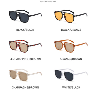 Gafas de Sol de Aviador Cuadradas con Doble Puente STORY Fashion para Mujer y Hombre, Lentes Naranjas Retro, Gafas de Sol Grandes de Piloto con Protección UV GD18266 - Product Image 6