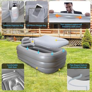 Baignoire de <span class=keywords><strong>spa</strong></span> d'intérieur et d'extérieur en plastique PVC pour adultes baignoire <span class=keywords><strong>gonflable</strong></span> portable pliable avec appui-tête - Product Image 5