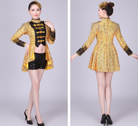 Costume de cirque pour femme Ecoparty, maître de cérémonie, avec short, pour Halloween, Noël, danse, fête à thème carnaval