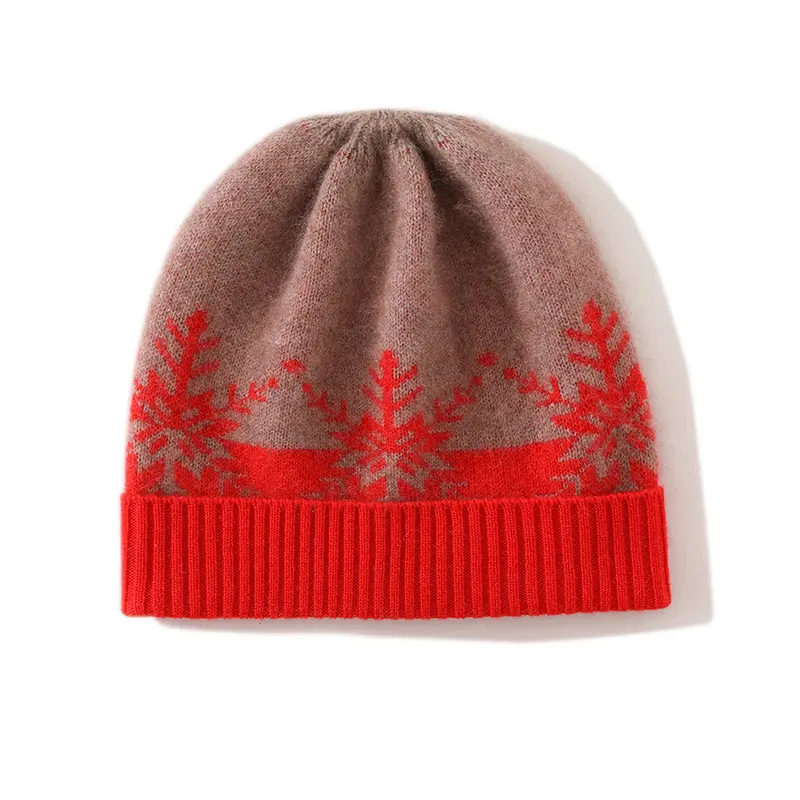 Fashionable patterned cashmere hat with high warmth and aesthetic value