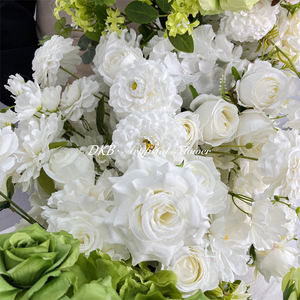 Chemin de table personnalisable en fleurs artificielles en soie blanche pour décorations de banquets de mariage et locations d'arrangements floraux - Product Image 5