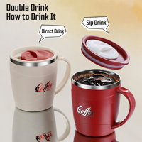 Mug de voyage en acier inoxydable 18/8 avec logo personnalisé, 17 oz, isolé, anti-fuite, à double paroi, avec poignée et couvercle