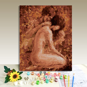 Kit de peinture par numéros sur toile, art abstrait nu, impression numérique rectangulaire, peinture à l'huile faite à la main, DIY, 40x50cm - Product Image 1
