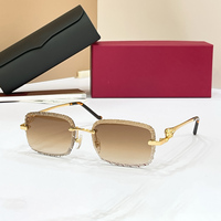 Lunettes de soleil de luxe vintage sans monture, carrées, avec verres dégradés UV400, de créateur, pour club et vacances, élégantes, à découpe diamant