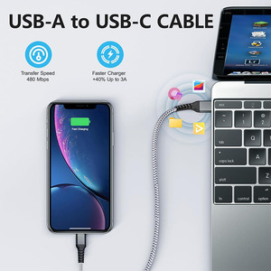 Cable cargador tipo <span class=keywords><strong>C</strong></span> de 1m, 2m y 3m, cable cargador <span class=keywords><strong>USB</strong></span> tipo <span class=keywords><strong>C</strong></span> de nailon trenzado 3A, cable <span class=keywords><strong>USB</strong></span> <span class=keywords><strong>usb</strong></span>-<span class=keywords><strong>c</strong></span> para Huawei - Product Image 3