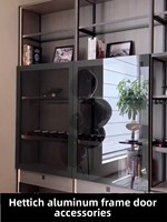 Kit de quincaillerie pour porte coulissante en aluminium avec amortisseur silencieux à fermeture douce pour salon, meuble TV, cave à vin et bibliothèque