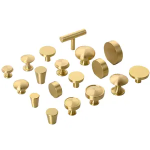 Luxury Europe style CNC manufacturing button modern solid brass different knob gold round cabinet drawer furniture cupboard knob