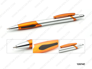 Bonne qualité argent couleur <span class=keywords><strong>carrosserie</strong></span> garniture poignée en caoutchouc cliquez d'entreprise stylo à bille - Product Image 5
