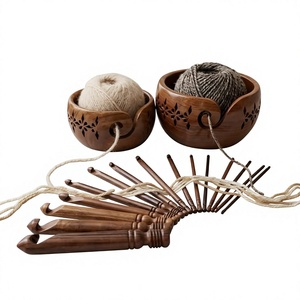 AZ ENTERPRISES Wood Yarn <b>Bowl</b> Round Simple Design Durable Portable 15cm 5mm Thickness for Hand <b>Knitting</b> - Product Image 4