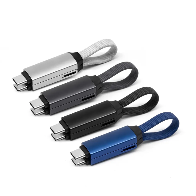 2-in-1 Multi Fast Charging Keychain PD 100W 5A USB Charger Data Cable Durable and Portable Fast Charging Cable with Keychain