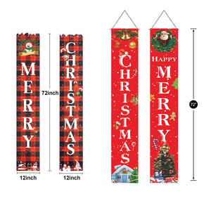 AOZHAN Decoraciones de Navidad Rojo Feliz Navidad Porche Signo Navidad Colgando Hogar Puerta personalizada Banner - Product Image 1