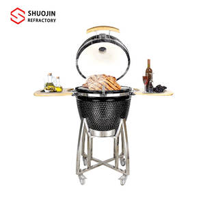 Parrilla de cerámica multifuncional personalizada Lar <span class=keywords><strong>Kamado</strong></span> para acampar hornos incorporados para barbacoa al aire libre - Product Image 4