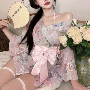 Lemon Story Sexy Kimono Pajama Set Women Chiffon Long Sleeve Soft Sleepwear 8053 - Product Image 1