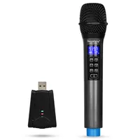 Depusheng W3 Mikrofon Portabel Genggam Nirkabel Profesional, Mikrofon Portabel USB Tunggal untuk Karaoke dan Pidato